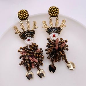 Beaded Reindeer Holiday Earrings